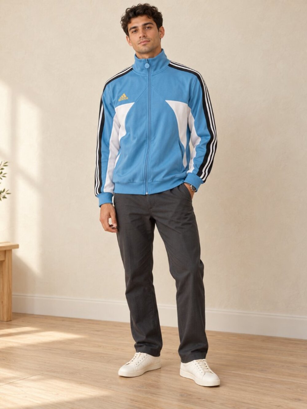 Adidas House of Tiro Nations Pack Track Jacket Light Blue White Black 3 Stripe M